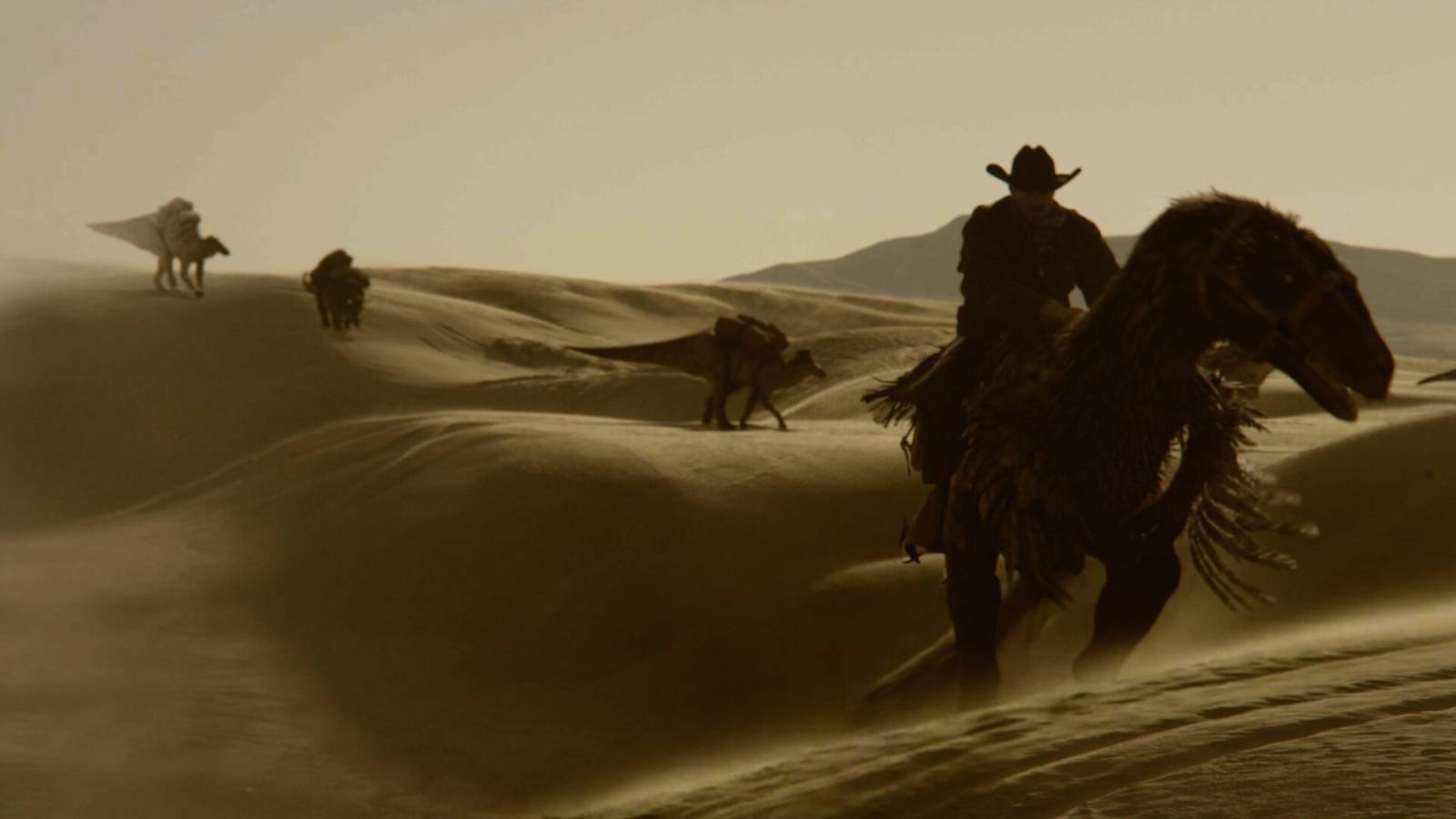 'Jurassic Park' se encuentra con 'Tombstone' en un nuevo western de ciencia ficción donde los vaqueros montan dinosaurios