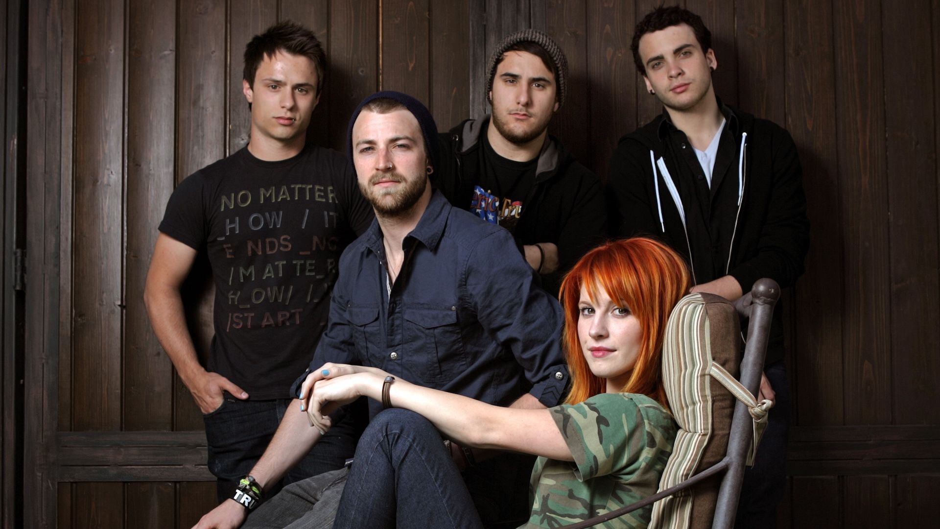 Paramore photographed at the home of producer Rob Cavallo in Hidden Hills on Apr. 28, 2009. Band members are(l to r) Josh Farro, Jeremy Davis, Zac Farro, Hayley Williams(girl), and Taylor York
